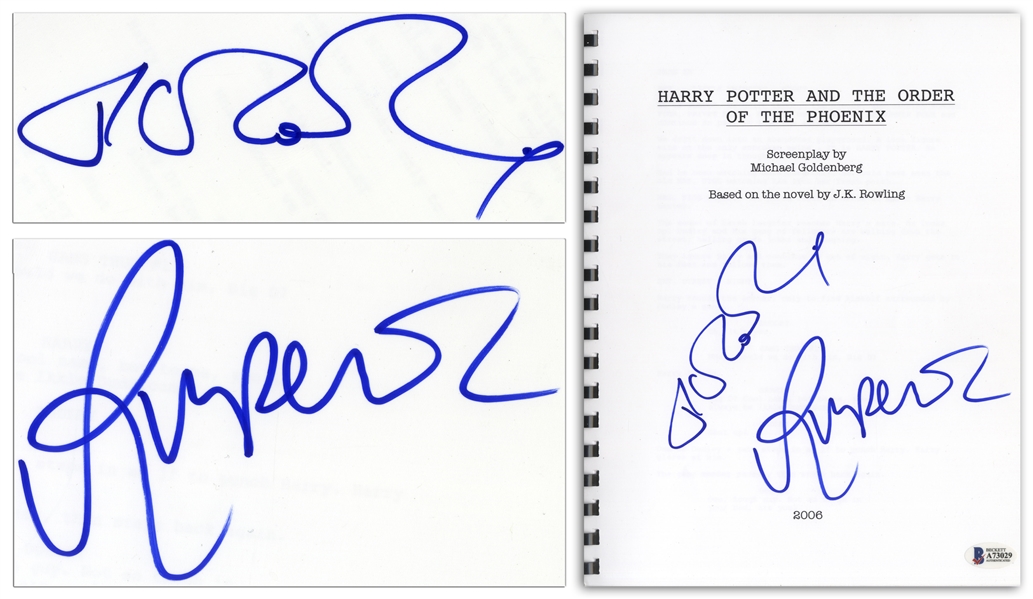 J.K. Rowling & Rupert Grint Signed Screenplay for ''Harry Potter and the Order of the Phoenix'' -- With Beckett COA
